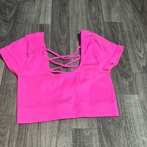 pink crop top
